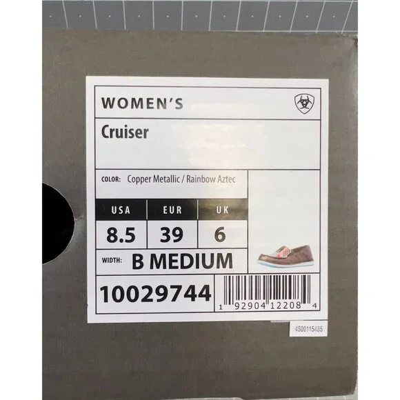 Ariat Cruiser Women's Sz 8.5 US 39 EU Slip-On Copper Metallic/Rainbow AZTEC - Picture 8 of 9